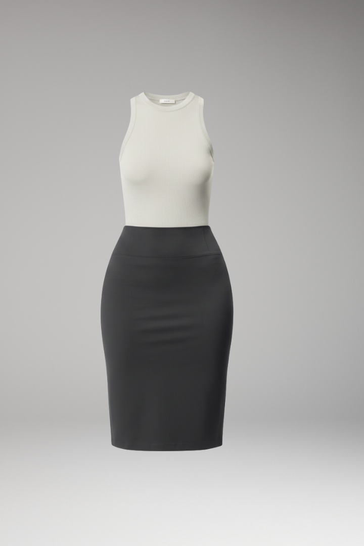 Women’s Midi Skirt with High Waist and Back Slit