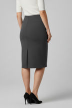 Women’s Midi Skirt with High Waist and Back Slit