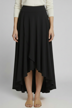 Women’s Midi Skirt with Layered Hem and High Waist