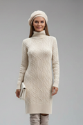 Women’s Mini Dress with Roll Neck and Cable Pattern
