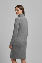 Women’s Mini Dress with Roll Neck and Cable Pattern