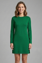 Women’s Mini Dress with Round Neck and Long Sleeves