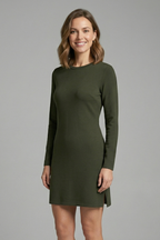 Women’s Mini Dress with Round Neck and Long Sleeves