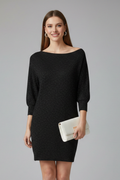 Women’s Mini Dress with Round Neck and Long Sleeves