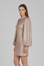 Women’s Mini Dress with Round Neckline and Long Sleeves