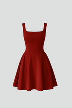 Women’s Mini Dress with Square Neck and Sleeveless Design