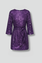 Women’s Mini Dress with Tie Waist and Long Sleeves