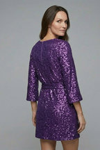 Women’s Mini Dress with Tie Waist and Long Sleeves