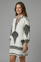 Women’s Mini Dress with V-Neck and Long Sleeves