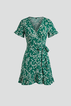 Women’s Mini Dress with V-Neck and Ruffle Hem