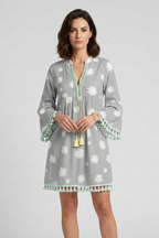Women’s Mini Dress with V-Neck and Tassel Hem