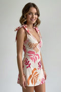Women’s Mini Dress with V Neck and Tie Shoulders