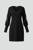 Women’s Mini Dress with V Neckline and Lace Panels