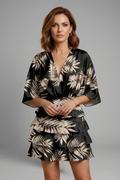 Women’s Mini Dress with Wrap Front and Ruffle Skirt