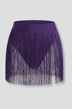 Women’s Mini Skirt with High Waist and Fringe Hem