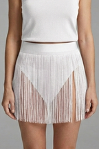 Women’s Mini Skirt with High Waist and Fringe Hem
