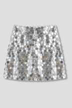 Women’s Mini Skirt with Sequin Surface and High Waist