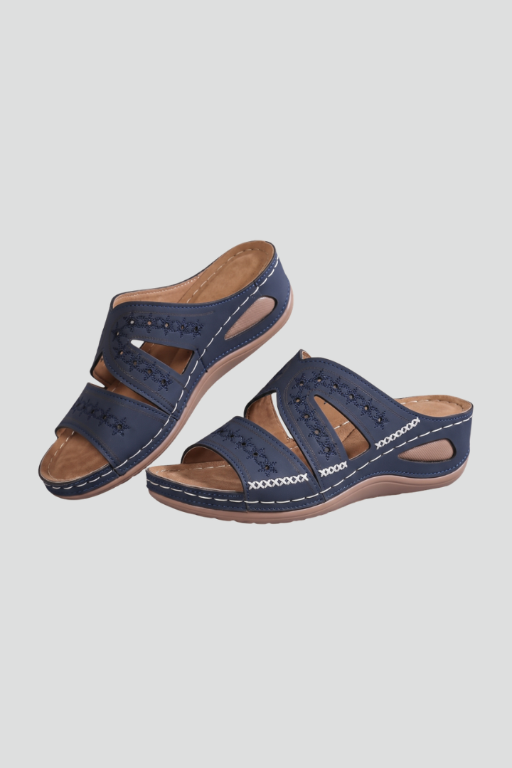 Women's Orthopedic Slip-On Sandals with Cutout Straps for All-Day Comfort