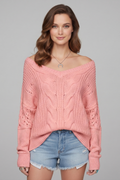 Women’s Oversized Sweater with Long Sleeves and Ribbed Cuffs