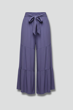 Women’s Palazzo Trousers with Drawstring Waist and Tiered Legs