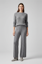 Women’s Palazzo Trousers with Elastic Waist and Cable Pattern