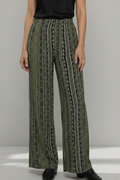 Women’s Palazzo Trousers with Elastic Waist and Graphic Pattern