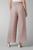 Women’s Palazzo Trousers with Elastic Waist and Patterned Surface