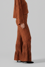 Women’s Palazzo Trousers with Elastic Waist and Ruffle Hem