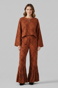 Women’s Palazzo Trousers with Elastic Waist and Ruffle Hem