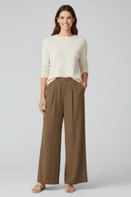 Women’s Palazzo Trousers with Elastic Waist and Side Pockets
