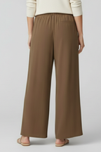 Women’s Palazzo Trousers with Elastic Waist and Side Pockets