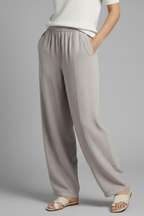 Women’s Palazzo Trousers with Elastic Waist and Side Pockets