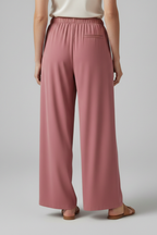 Women’s Palazzo Trousers with Elastic Waist and Side Pockets