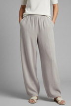 Women’s Palazzo Trousers with Elastic Waist and Side Pockets