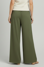 Women’s Palazzo Trousers with Elastic Waist and Wide Legs