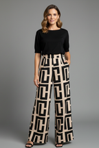 Women’s Palazzo Trousers with Graphic Print and Wide Legs