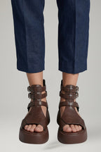 Women's Platform Sandals with Ankle Strap and Cushioned Sole