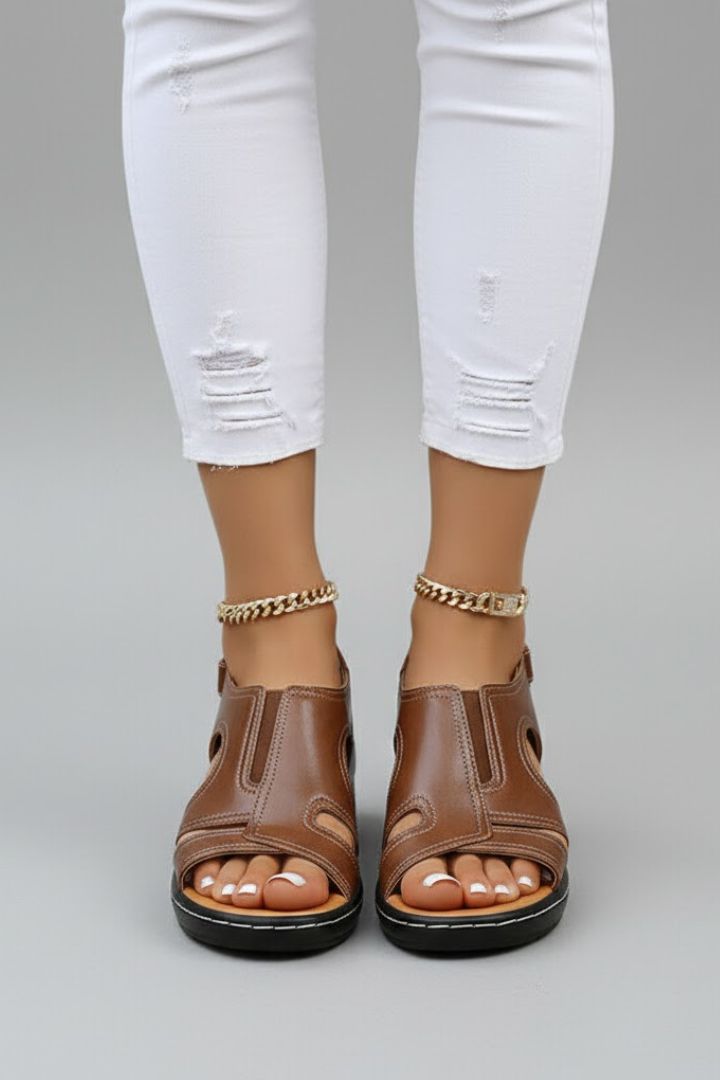 Women’s Platform Sandals with Open Toe and Cutout Upper