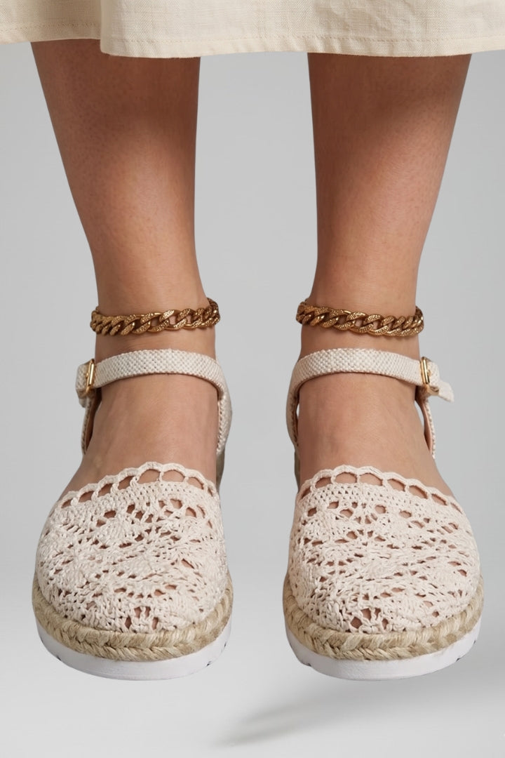 Women's Platform Sandals with Woven Upper and Cushioned Sole