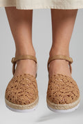 Women's Platform Sandals with Woven Upper and Cushioned Sole