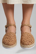 Women's Platform Sandals with Woven Upper and Cushioned Sole