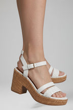 Women's Platform Sandals with Cushioned Sole and Woven Upper