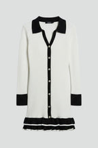 Women’s Ribbed Button Down Dress with Structured Collar
