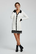 Women’s Ribbed Button Down Dress with Structured Collar
