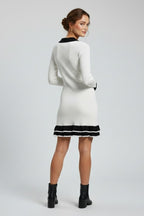 Women’s Ribbed Button Down Dress with Structured Collar