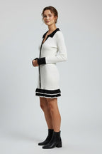 Women’s Ribbed Button Down Dress with Structured Collar