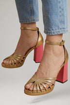 Women's Sandals with Ankle Strap and Block Heel Sole