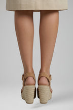 Women's Sandals with Wedge Sole and Buckle Fastening