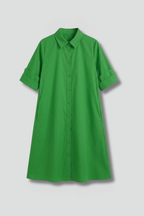 Women’s Shirt Dress with Button Closure and Side Pockets
