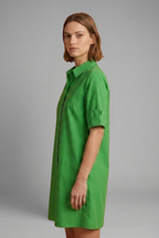 Women’s Shirt Dress with Button Closure and Side Pockets